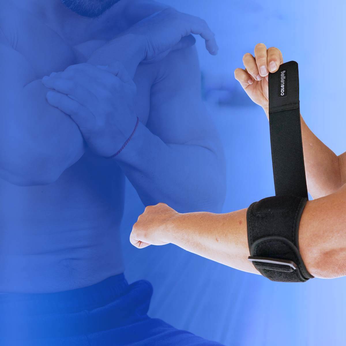 Albuebind til tennisalbue og golfalbue. Bestil albuebandage med gel og albuestøtte til sport og træning her. Køb justerbart albue støttebind til overbelastet albue, musearm, slidgigt hos Carerelief.dk.