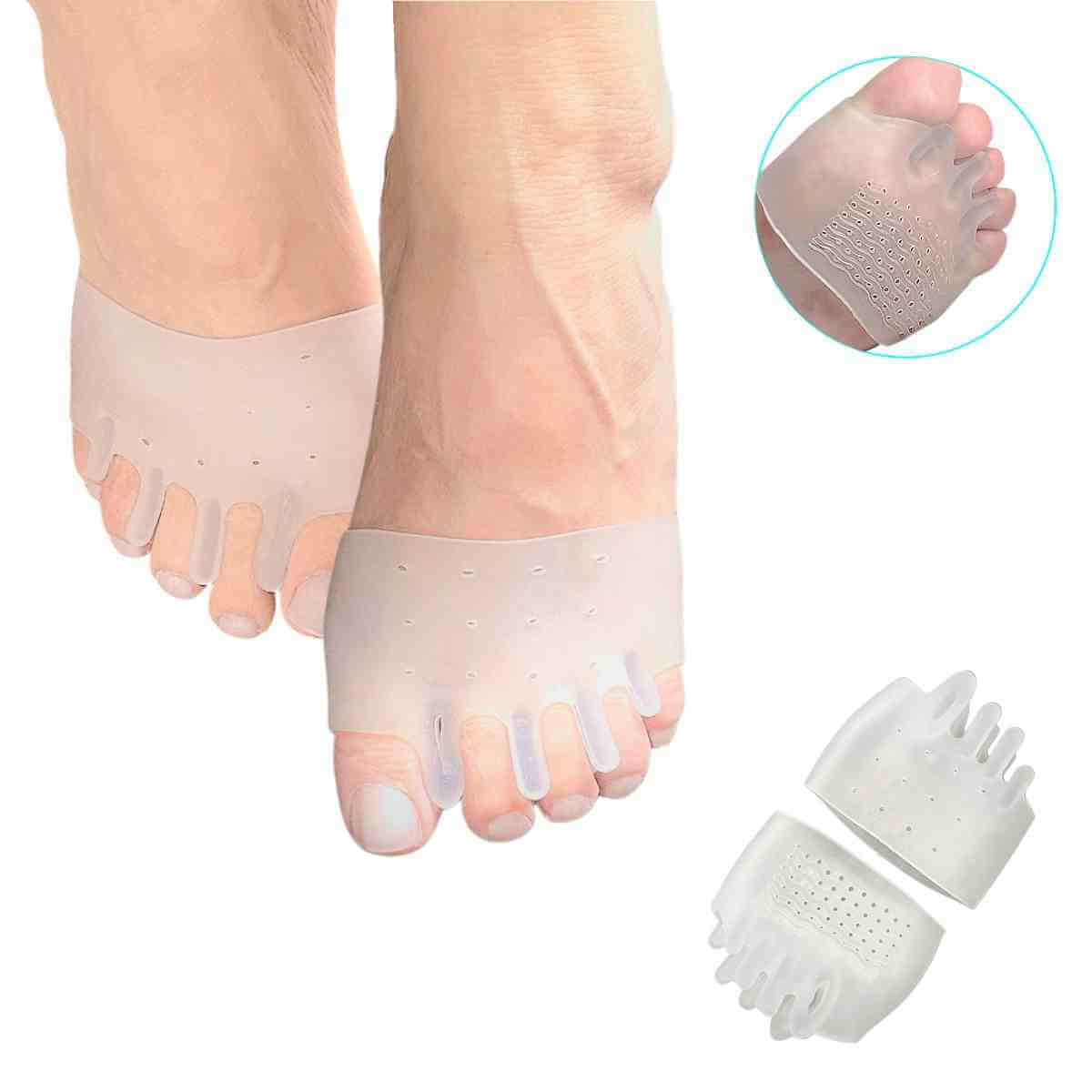 Forfodsindlæg af gel med silikone pude (2 stk.) til nedsunken forfod, dæmper stød under trædepuden. Køb forfodsindlæg af gel med silikone forfodsstøtte til løb og gang på Carerelief.dk. 