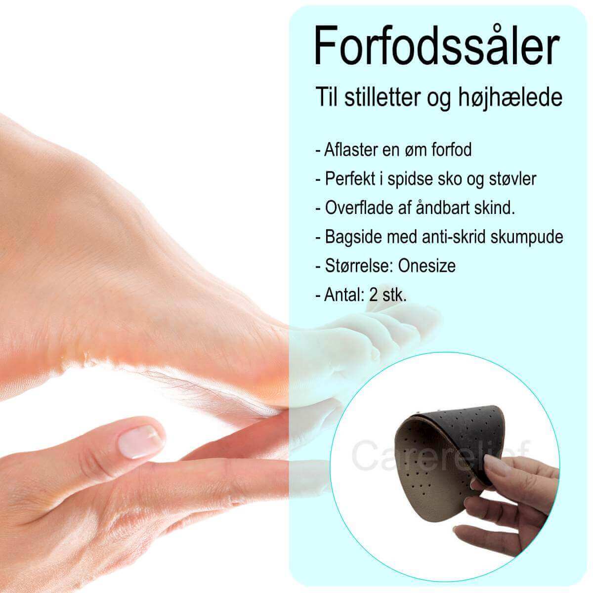 Forfodsindlæg til høje hæle med latex skum pude og åndehuller