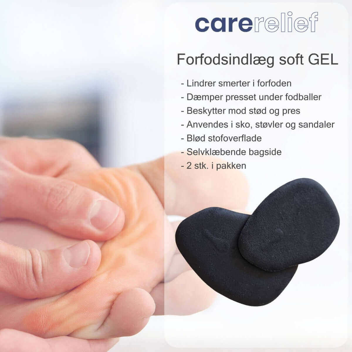 Forfodssål til høje hæle og stiletter i gel med tekstil - 1 par sort
