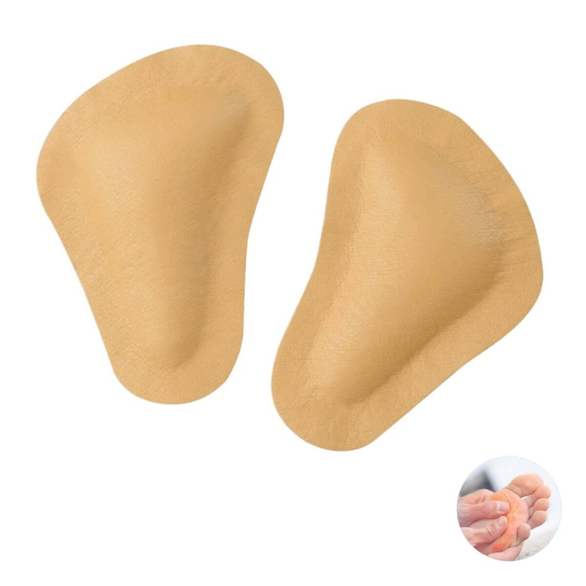 Forfodspelotte til nedsunken forfod, 2 stk., onesize. T-pelotte indlægget til sko og sandaler løfter tværbuen, støtter og lindrer smerter under trædepuden. Køb forfodsindlæg til forfodsfald her.