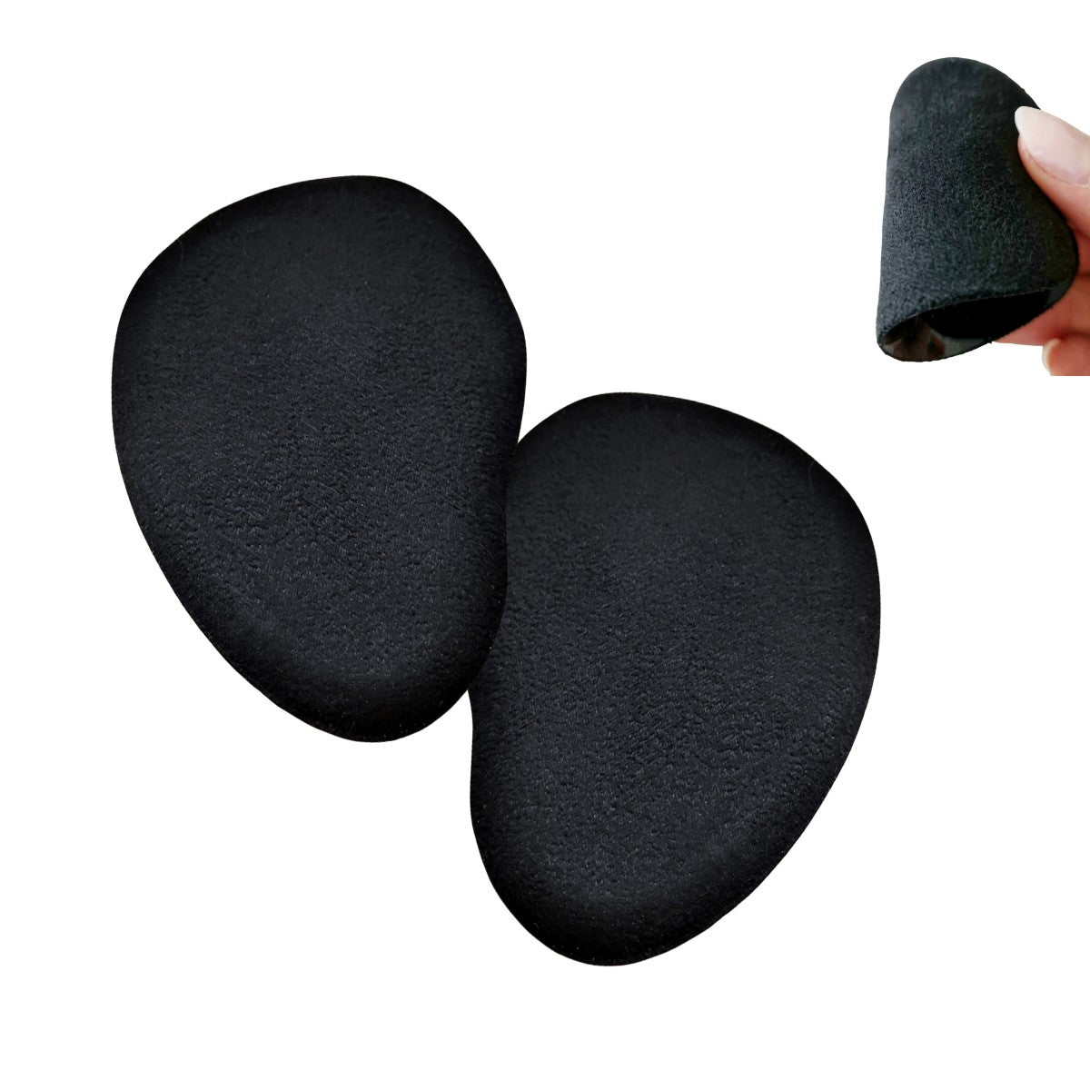 Forfodssål til høje hæle i gel med blød tekstil - sort farve - 1 par