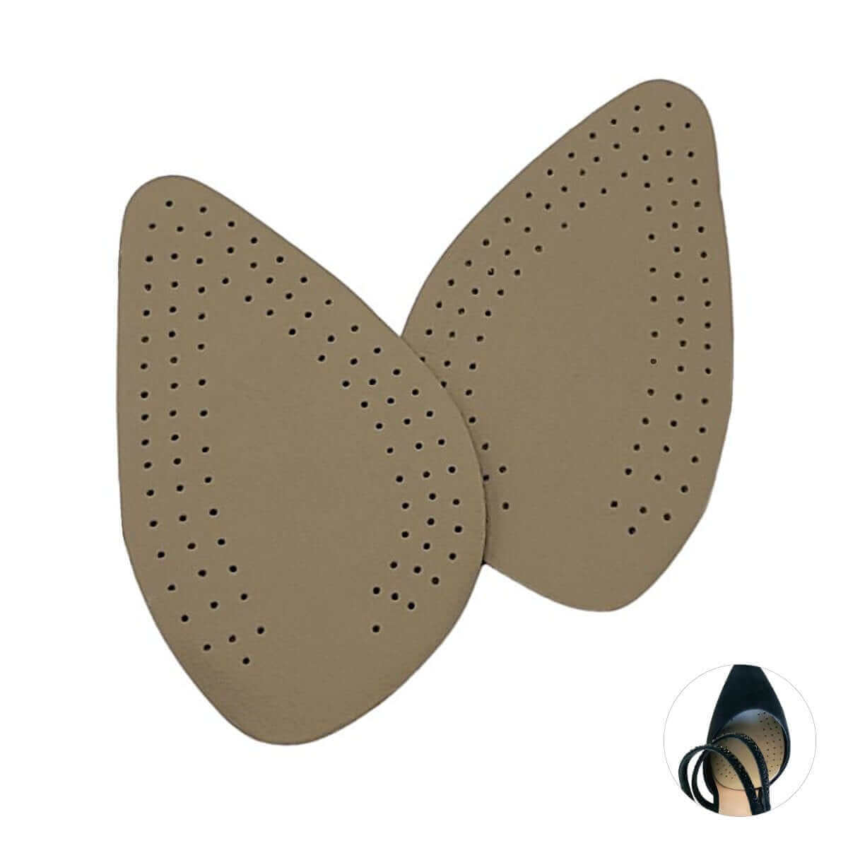 Forfodssål til høje hæle i skind med skum pude - beige farve - 1 par