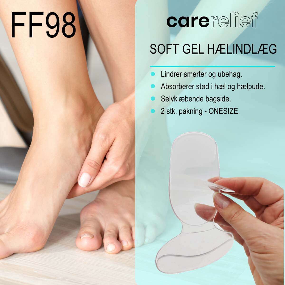 Stødabsorberende hælpude i gel lindrer smerter i hælen og hælpuden - 2 stk.