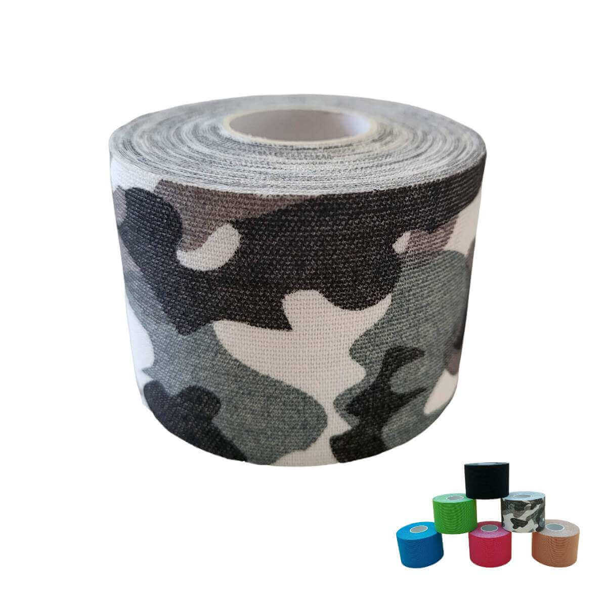 Bestil kinesiologi tape af bedste kvalitet hos Carerelief. Vælg mellem 6 farver. Køb 5 meter billig sportstape i farven grå camouflage online hos Carerelief.dk