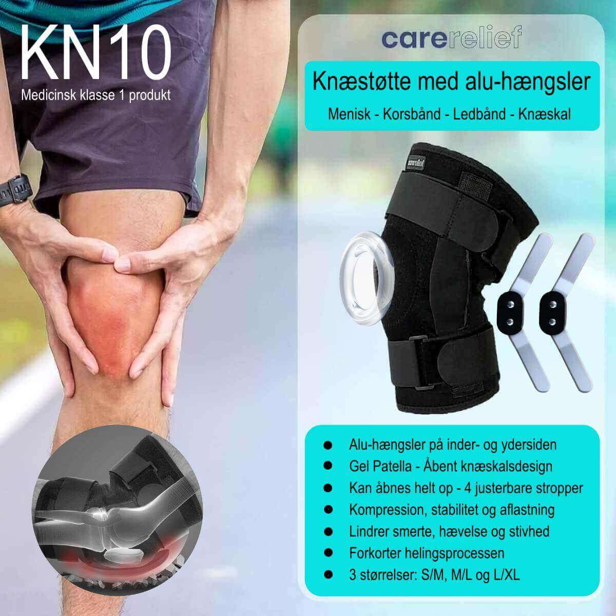 Knæstøtte med effektiv støtte til korbåndsskader og meniskskader - KN10 Flex fra Carerelief - Optimal støtte til menisk, korsbånd og ledbånd
