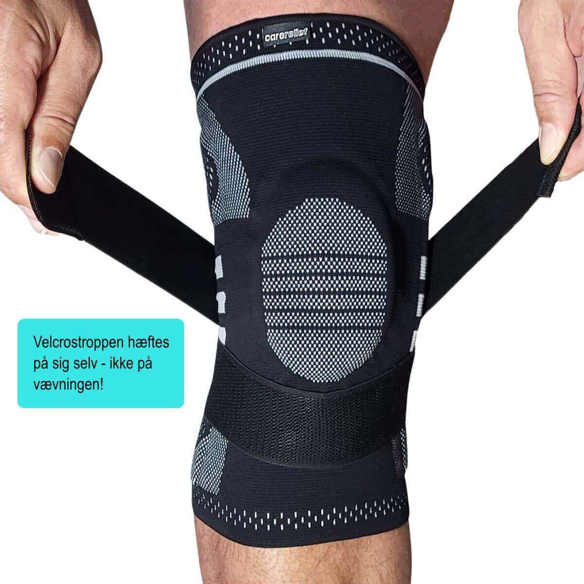 Knæbandage med silikone og gel patella støtte - KN15 PRO fra Carerelief - Stabil støtte til knæet ved løberknæ, springerknæ,  ledbåndsskade