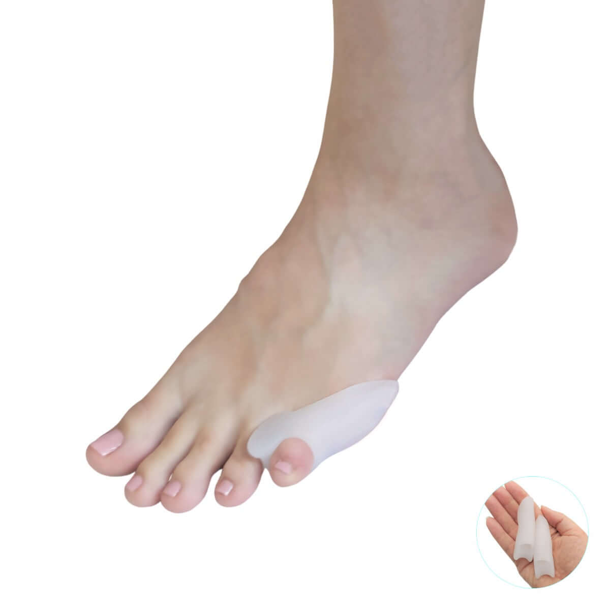 Lilletå beskytter af blød silikone lindrer smerter ved skæv lilletå og knyst på lilletå. Bestil tåskiller til lilletå her. Køb 2 stk. knystbeskytter og tåspreder mod smerter fra skæv lilletå og hammertå hos Carerelief.dk.