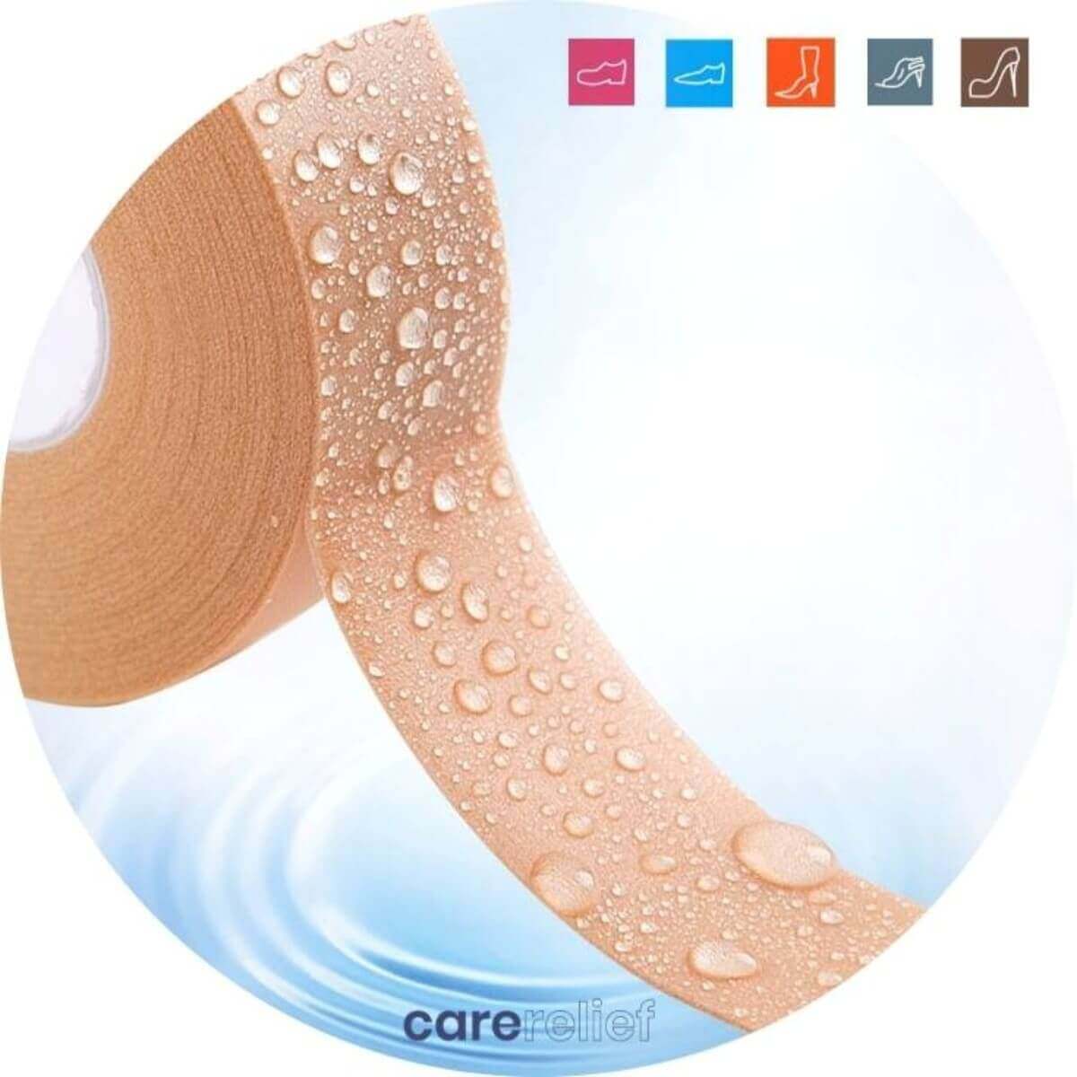 Blødt plaster med trykaflastende egenskaber forhindrer vabler og sår på knyster, tæer, hæle og fingre fra slid og friktion, 450 cm. Køb 1 rulle anti-slid plaster billigt hos Carerelief.dk.