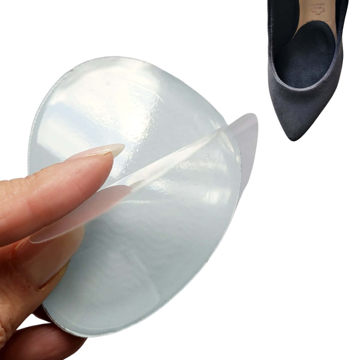 Såler til høje hæle med selvklæbende bagside der holder sålen på plads