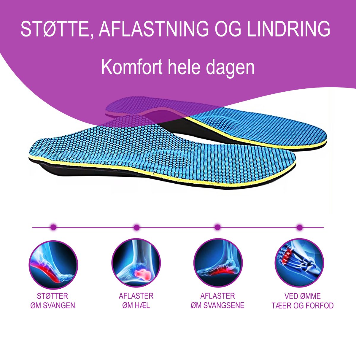 Indlæg til sko med pelotte og hælstøtte - FF26 GO - støtte og komfort til foden ved løb og gang