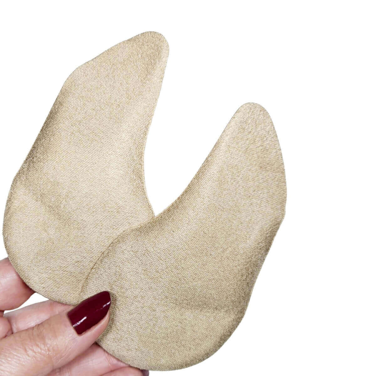 Svangstøtte indlæg af gel med blød stof overside, 2 stk. Køb svang og forfodspelotte sål til nedsunken forfod og platfod billigt hos Carerelief.dk.