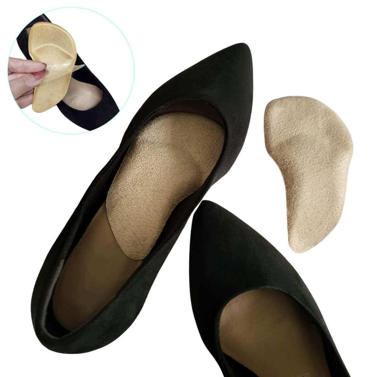 Svangstøtte i gel til at klæbe ind i sko, høje hæle og stiletter- FF76 GO