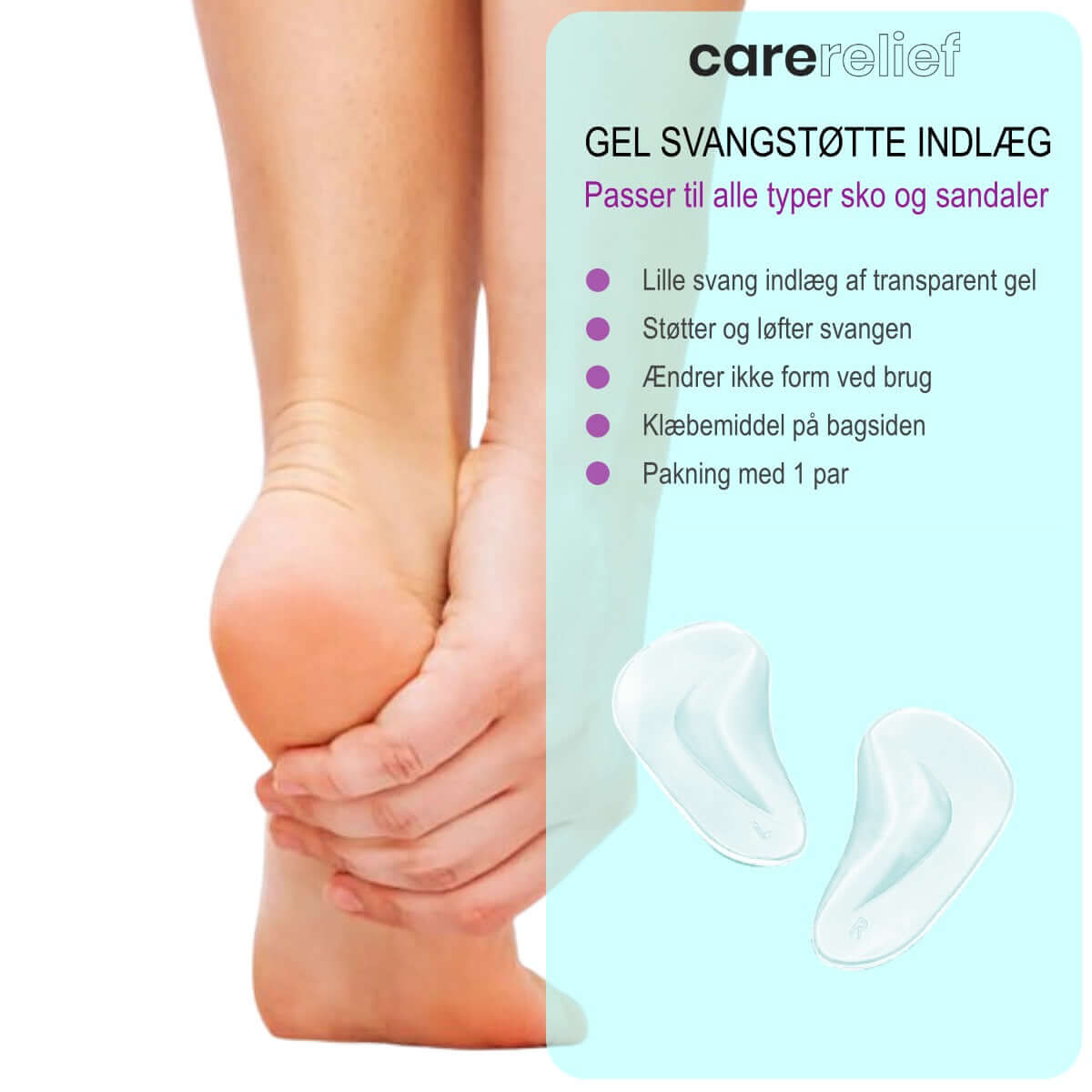 Silikone svangstøtte saal til at støtte svangen ved ved pronation og platfod  