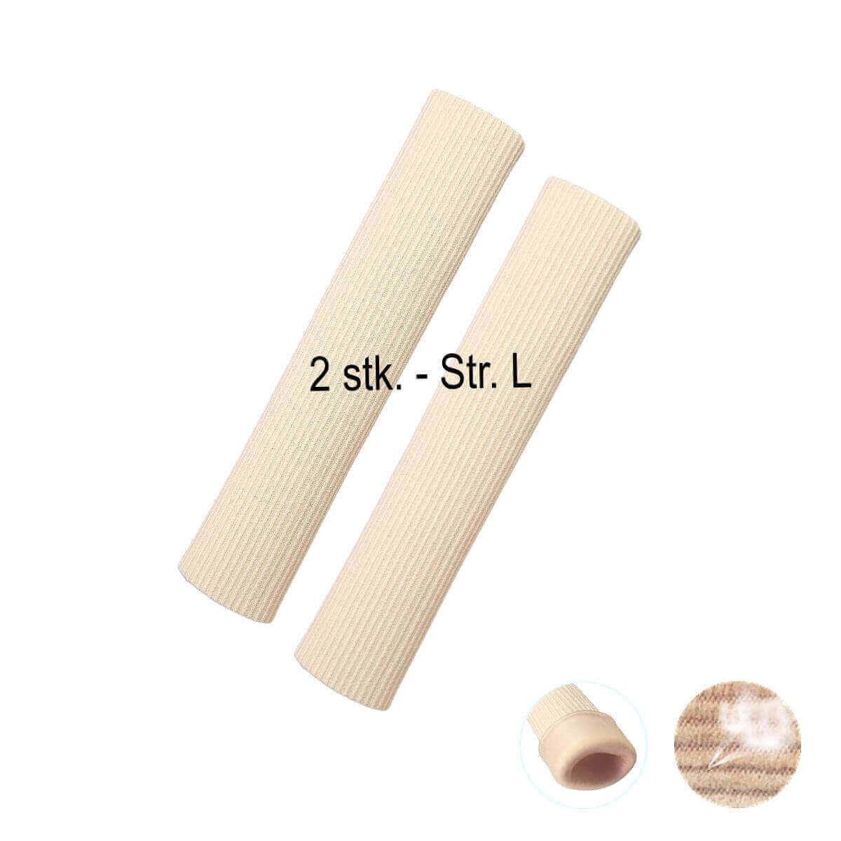 Tå rør af stof/gel beskytter mod vabler og gnavsår på tæer. Bestil 2 stk. finger og tå bandage her! Køb tåbind i str. L (15 cm) som tåskiller mod smerter fra friktion og tryk hos Carerelief.dk.