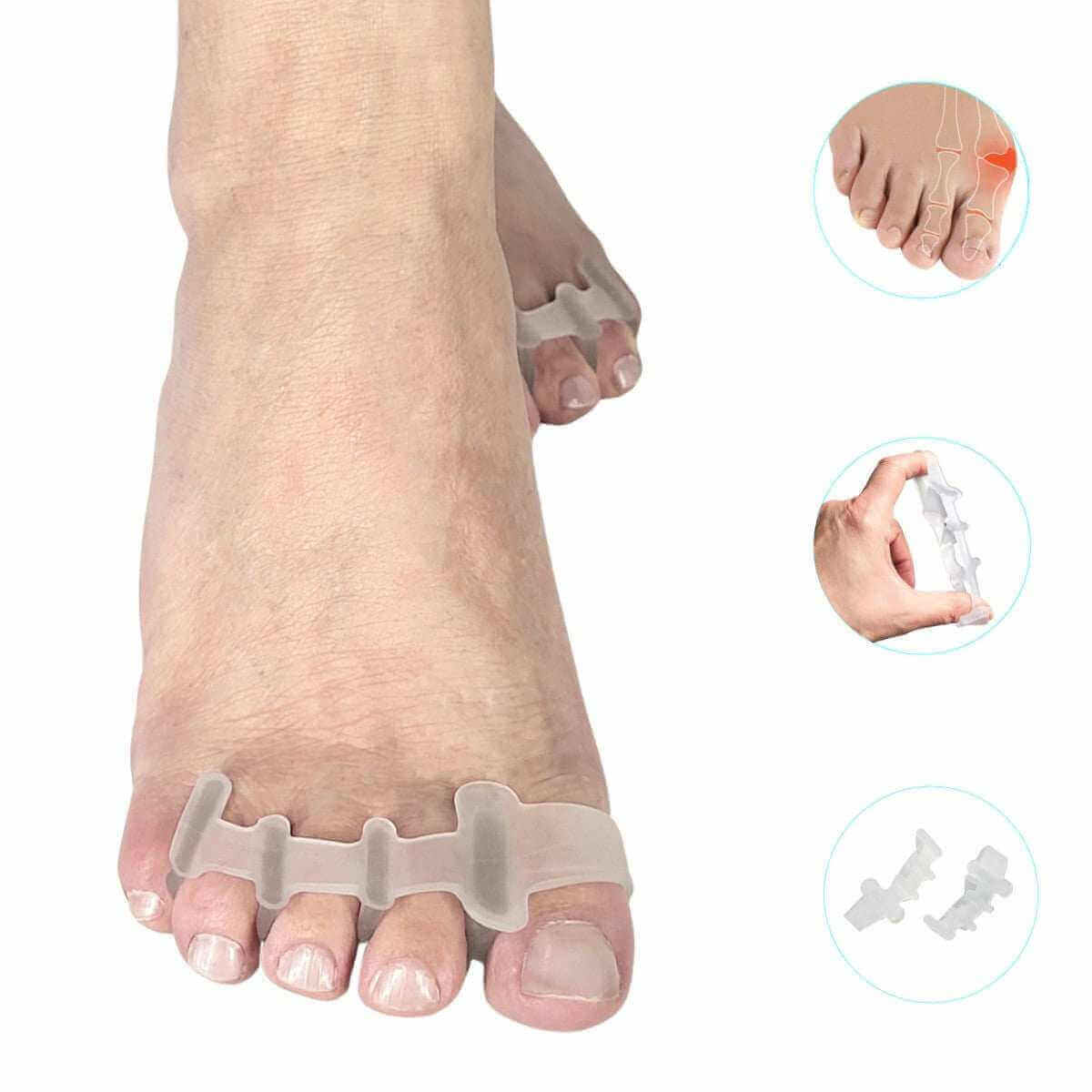 Tåspreder med tåskiller i blød silikone giver blød støtte og komfort alle dine tæer. Køb blød tåadskiller til 4 tæer (2 stk.) ved overlappende tæer, skæve tæer og hammertæer billigt på carerelief.dk.