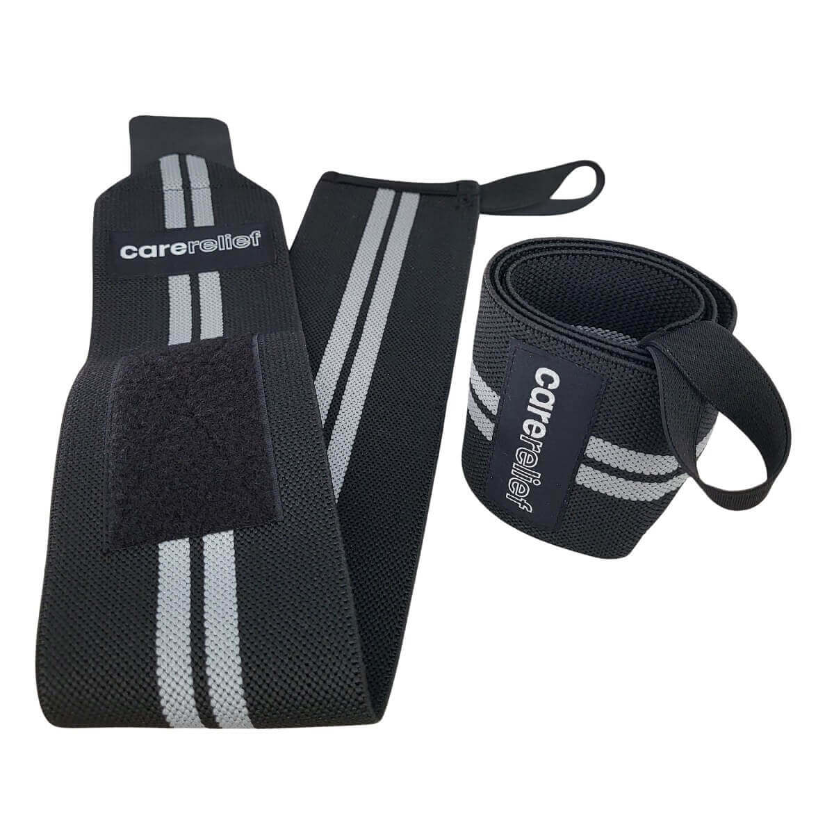 Wrist wraps sæt støtter håndleddene ved sport og træning, så du undgår smerter og skader, sort/grå, 8 x 60 cm. Køb wrist wraps håndledsbind sæt med håndledsstøtte HL30 hos Carerelief.dk.