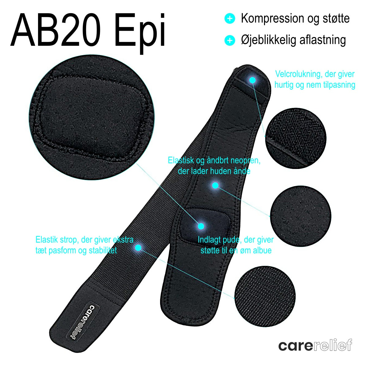 Tennisalbue støttebind - AB20 Epi albuestøtte med pude til træning og hverdagsbrug