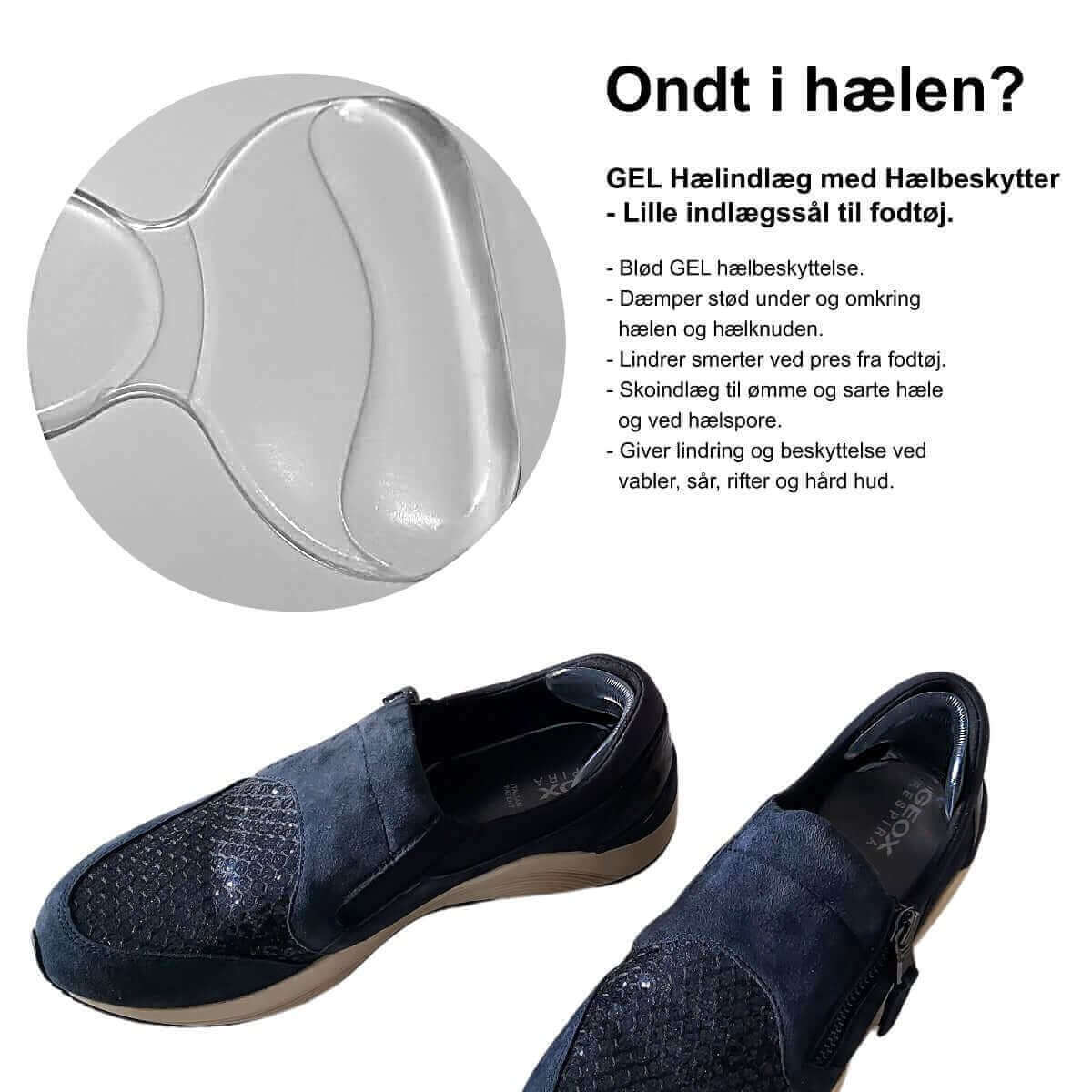 Gel hælpude til sko - Gnavsårsindlæg i Silikone - 2 stk. selvklæbende 