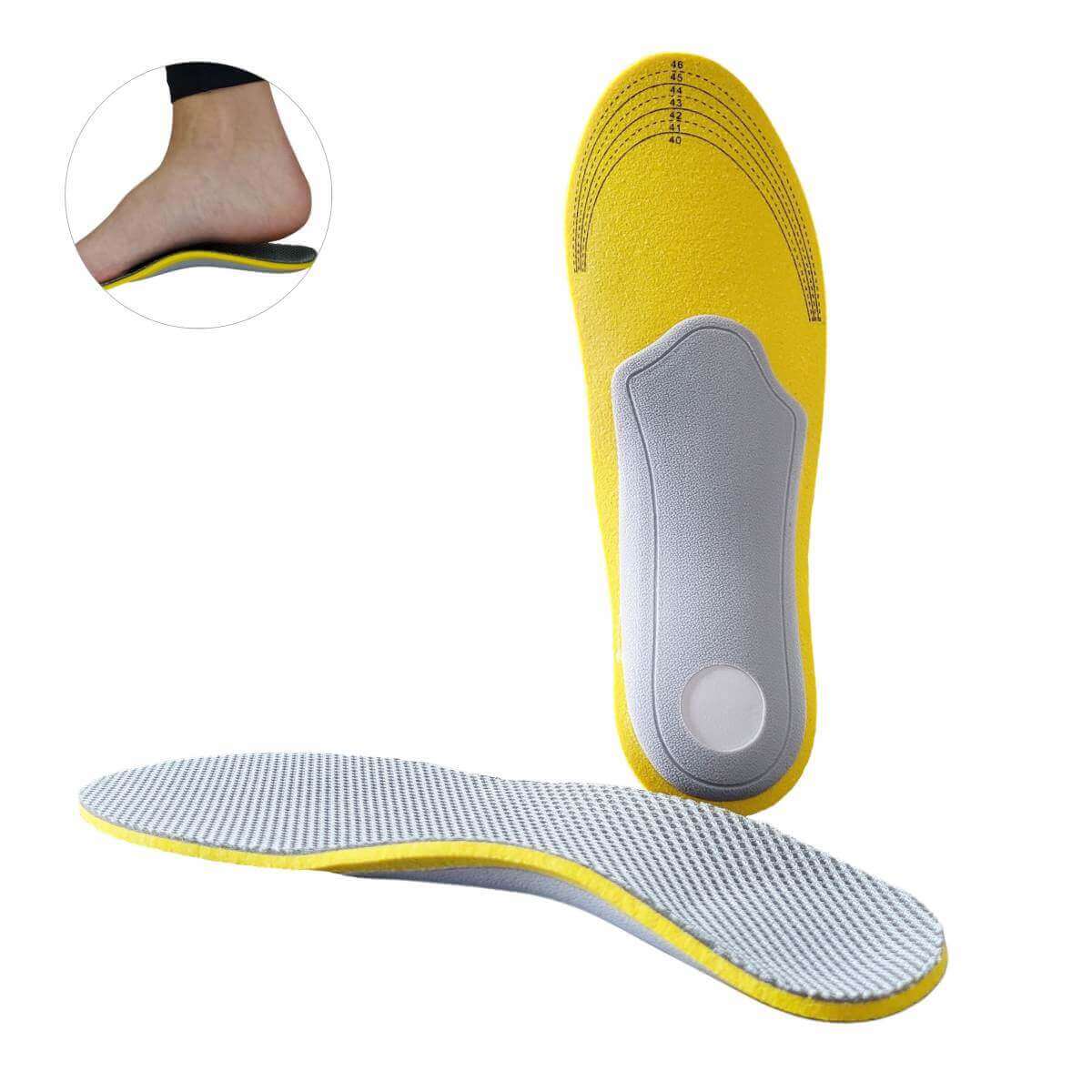 Ortopædiske indlægssåler med svangstøtte og foam hæl FF37 GO. Svangstøtt såler mod pronation, platfod og hælspore