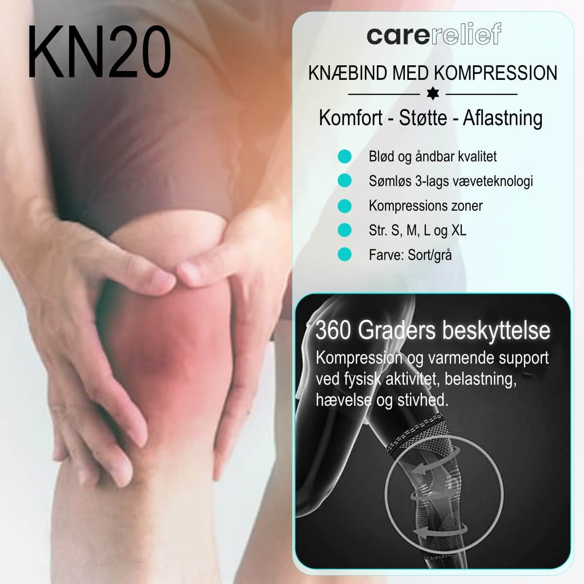 Soft knæbind til alle former for aktivitet KN20 Active fra Carerelief 