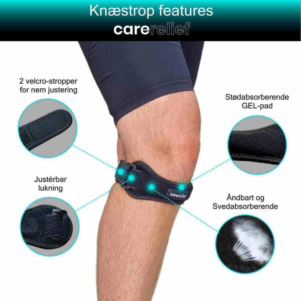 Knæstrop til springerknæ med pelotte - KN40 PRO - fjerner smerten i knæet ved løb