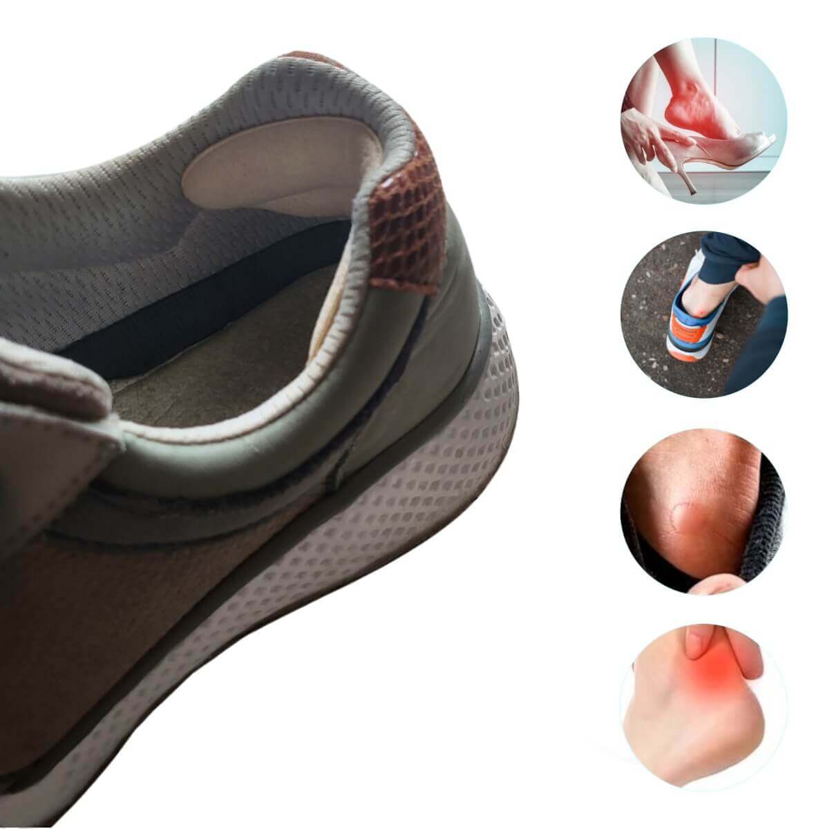 Hælskåner til sko med skum og blød tekstil overside - 2 stk. - forhindrer friktion og gnid i sko, der gnaver 