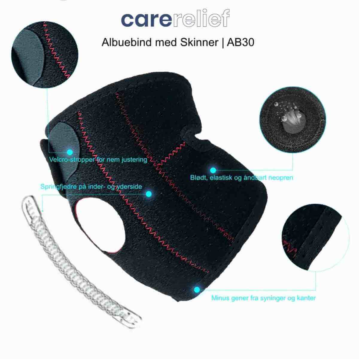 Justerbart albuebind med skinner -  albuestøtte til sport, træning og hverdag - AB30