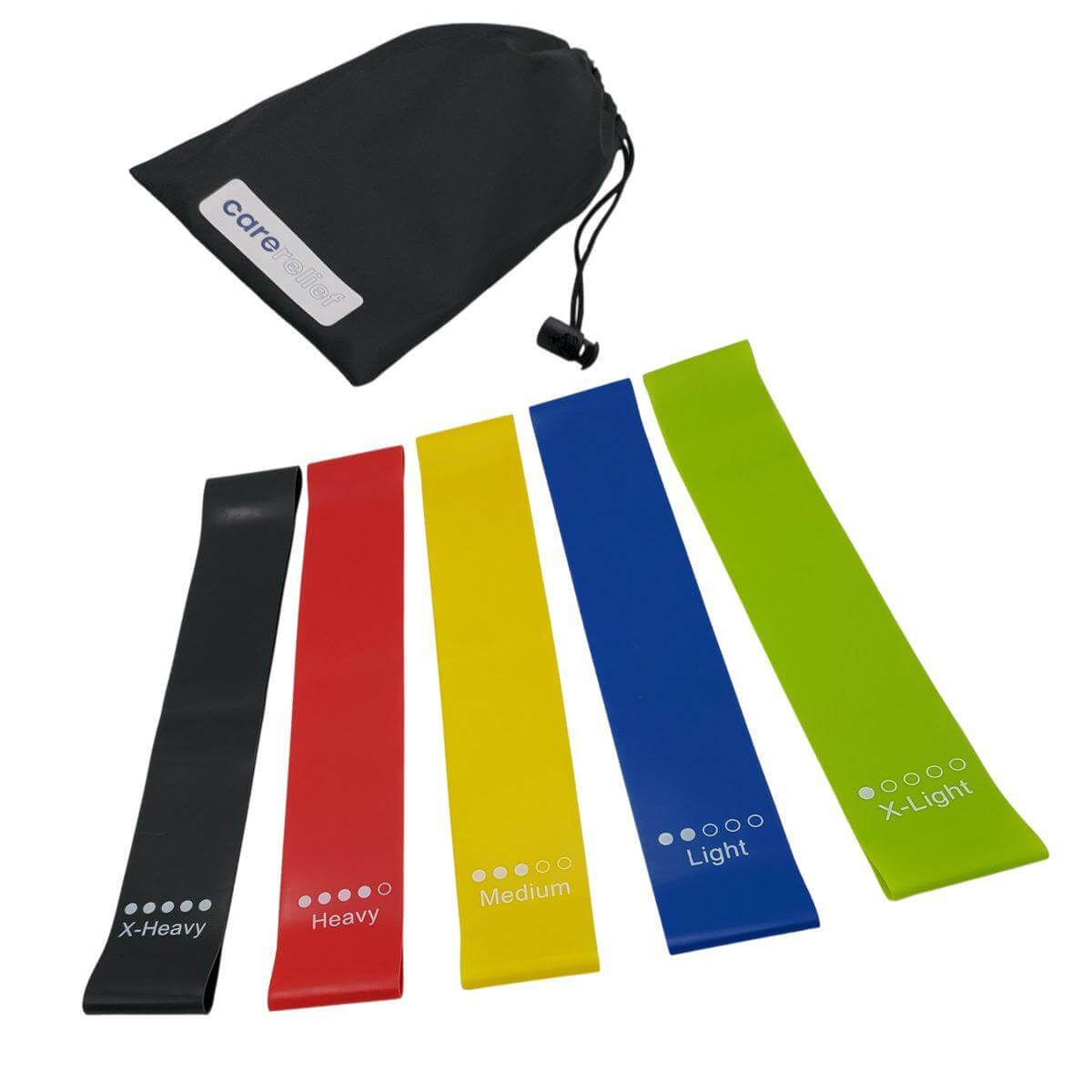 Træningselastikker 5-pack - Køb resistance bands online - Dette elastik sæt er perfekt til fitness, pilates og yoga. Træn mave, baller,lår, arme, ben og ryg med elastik. Billig pris