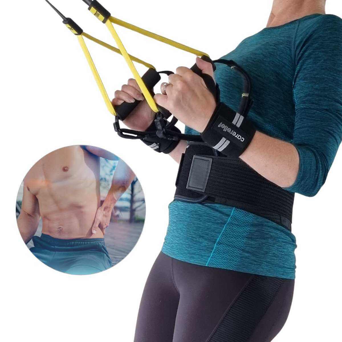 Lændebælte - RS50 Flex - rygbælte med støtte - lændestøtte til kvinder, mænd, sport, løb, træning og fitness